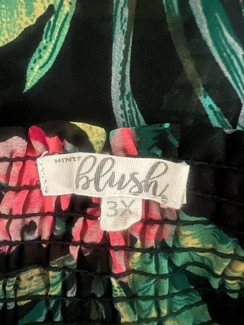 Blush Black Tropical Floral Wrap Blouse Resortwear Vacation Cruise Plus Sz 3x - Picture 3 of 8